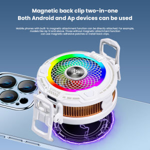 BlueWow AI Intelligent Frequency Conversion Mobile Phone Cooling Fan Digital Display 3 Adjustable Gears PUBG Game Cooler Back-clip Phone Cooler RGB Phone Cooling Fan x110