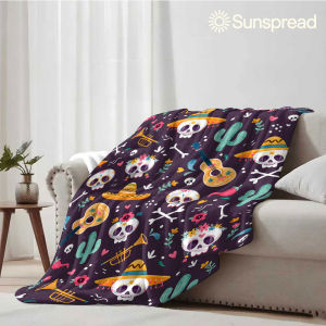 Beast Kingdom | day of dead sugar skull Soft Warm Flannel Blanket Lightweight Cozy Christmas Halloween Home Decor Room