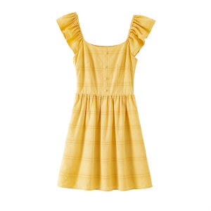 BANANA CICI | Đầm Dạo Phố Phong Cách Pháp Cổ Điển Bông Voan Tay Bồng Cổ Vuông