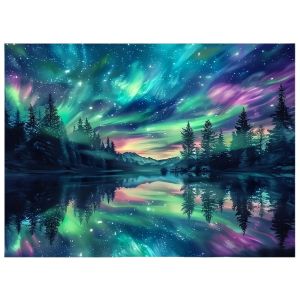 Kayou | 500/1000/1200/2000 PCS Jigsaw Puzzles Forest Northern Lights Games for Gameroom Bedroom Home Decor