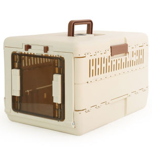 Pet Flight Case Foldable Cat Cage Dog Cage Pet Travel Carrier with Thermometer and Hygrometer