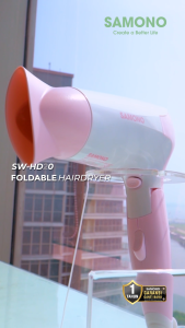 SAMONO Hair Dryer Pengering Rambut 2in1 Angin Dingin dan Panas 200 Watt Bisa Dilipat HD20 - Garansi 1 Tahun