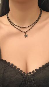 2 Cái/bộ Gothic Chữ Thập Màu Đen Chúa Giêsu Mặt Dây Chuyền Vòng Cổ Choker Nữ Punk Vintage Hạt Kim Loại Dây Chuyền Trang Sức Phụ Kiện