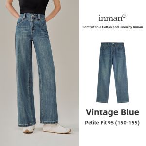 INMAN | Slim High Waist Vintage Short Women Jeans Trousers 9 Points Straight Cut