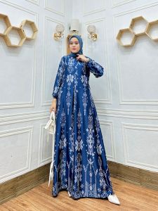 GAMIS MUTIA BAHAN SILK PREMIUM MOTIF TERBARU READY UKURAN JUMBO BUSUI FRENDLY / GAMIS PESTA SILKY