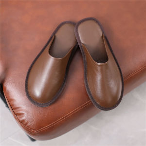 Genuine Leather Slippers for Men And Women Luxury Semi-Closed Head Design Indoor Full Cowhide High-End Bedroom Anti-Slip Floor Slippers