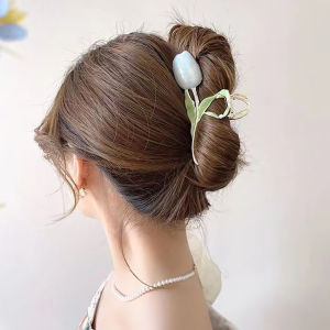 Amoki Tulip Hair Clip for Women Summer Shark Clip Large Hair Accessories Beauty Fairy Lily Pattern