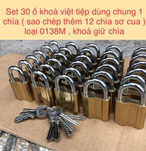 Combo 30 ổ khoá việt tiệp dùng chung 1 chìa ( sao chép thêm 12 chìa sơ cua ) loại 0138M khoá giữ chìa