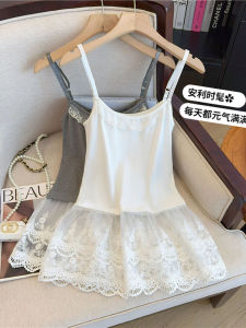 Lace Trim Camisole Tank Top Womens Inner Wear Base Layer Outerwear Spring Summer plus Size Conceal Belly Slimming Back Beautiful