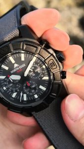 NORTH EDGE Solar Powered Military Watch Zinc Alloy Case Luminous Hands Outdoor Sports Watch 50M Waterproof Relo For Men Watch Three Chronograph Subdials 180-Day Battery Life BLAZE