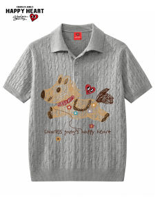 CHARLES JANGS HAPPY HEART | Heart Design Hand Painted Horse Polo Shirt