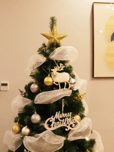 26cm 10Yards Gold White DIY Christmas Tree Ribbon Xmas Wreath Mesh Decoration Wedding Ribbon