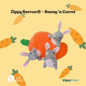 ZIPPYPAWS USA เล่นสุนัขพรีเมียม รูปกระต่าย และแครอท สุนัขมีเสียง รุ่นฝึกทักษะ