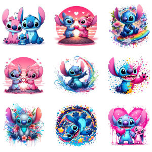 2PCS Disney Color Stitch Cartoon Heat Transfer Stickers DIY T-shirt Personalized Heat Transfer Stickers Washable Clothing Patch