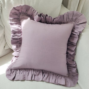 Triều Đình Châu Âu Phong Cách Rửa Sạch Nguyên Chất Vải Lanh Áo Gối Vuông Áo Gối Viền Lá Không Lõi Giá Đơn Trang Trí Nhà Đệm