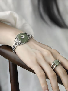 Retro 925 Silver Bracelet with Peony Flower Design Ethnic Style Womens Fashion Jewelry  out Vintage Small Audience Quality