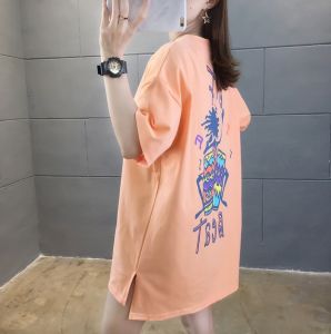 (A45) เสื้อแขนสั้นคอกลม Free Size รอบอก 44 นิ้ว สกีลลายแก้วน้ำคู่ด้านหลัง เสื้อผ้าลำลองใส่เล่น ใส่เที่ยว ใส่อยู่บ้าน ผ้าคอตตอล พร้อมส่งในไทย