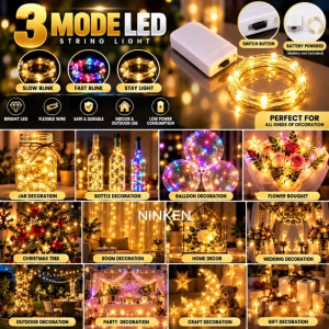 Battery LED String Light 1M 2M 3M Warm White Colorful 3 Mode Fairy Light Stay Light Slow Blink Fast Blink