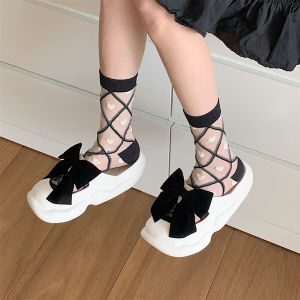 Mary Jane Slippers Thick Heel Home Shoes Summer Anti-Slip Girls Butterfly Knot Clogs Korean Style EVA Material Indoor Outdoor
