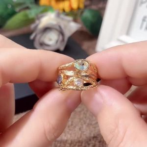 Huitan Irregular Women Rings with Colored Stone Gold Color Fashion Bridal Wedding Rings Chic Accessories Party Statement Jewelry