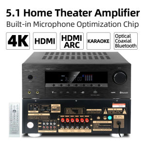 5.1 Home Theater Amplifier Support 4K HD/3D HDMI ARC Bluetooth Optical/Coaxial/Karaoke Microphone input/TV AV Receiver/USB Lossless Music/Speaker System Amplifier