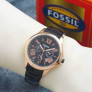 [BEST PROMO] High Quality Jam Tangan Wanita Cewek Foss Plat Romawi Tangal Aktif Rantai Steinless Steel