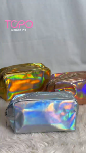 TOP WOMEN PH Holographic Iridescent Cosmetic Bag and Waterproof Travel Makeup Pouch and Toiletry Organizer