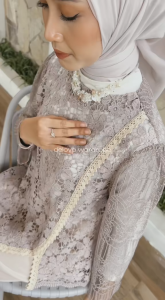 Delova Wardrobe - NADIRA BLOUSE Prada Cantily Brukat Vintage Bordir Stylish | Outfit Atasan Wanita Outer Rompi Vest Tali Renda Luaran Baju Pakaian Tulle Lace Premium Tile Chantily Brokat untuk Lebaran Raya Kebaya Kondangan Kekinian Simple Look Fashion