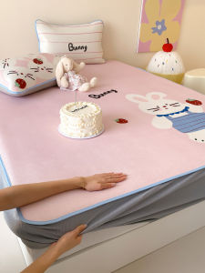 Adorable Large Version Cartoon Print Washable Ice Silk Mat Summer Cool Feeling Vine Cool Mat Bed Canopy Soft Mat Three Piece Set