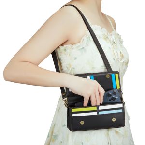 RFID กระเป๋ากระเป๋าสะพายไหล่อเนกประสงค์สำหรับใส่โทรศัพท์กระเป๋าคาดลำตัวกระเป๋าเก็บบัตรมีซิปกระเป๋าถือแฟชั่นหนัง PU พรีเมียมเคสมือถือโทรศัพท์ ≤ 7.5นิ้ว