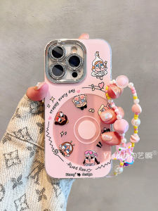 Full Coverage iPhone Case Cute Cartoon Pink Laser Engraving Silicone Shell Apple 16Promax 15Pro Flash Powder Lens CD Crying Baby