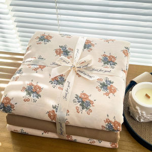 Spring Summer Knitted Pure Cotton Bedding Set 4pcs Skin-friendly Bed Cover Sheet Bed Skirt Breathable Comfortable for All Seasons