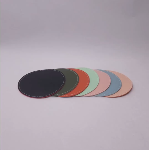 [SG STOCK] 6pcs Leather Coaster Set Drink Coasters Round Cup Mat Placemats Pad Kitchen Use
