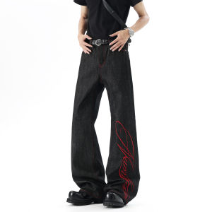 WUKONGYOUHUO | Red Embroidery Flared Retro Loose Versatile Pants