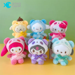 DENOSWIM 12cm Sanrio Collection Toy Plushie Doll Comfortable Game Plush Stuffed Toy Kuromi Mini Moe Sanrio Pendant Plush Series Stuffed Doll