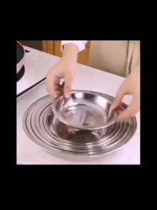 จานกลม ถาดสแตนเลสกลม จาน ถาดกลมสแตนเลส ถาสแตนเลส ก้นลึกพิเศษ ถาดอเนกประสงค์ ถาดผลไม้ หนาทนทาน