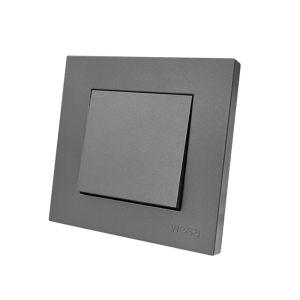 Grey Wall Rocker Switch Button Light Switch AC Flame Retardant 2 Gang 1 Way EU Standard Spray Plastic Panel Classic On/Off Panel