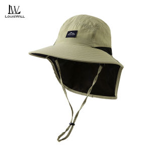 LouisWill หมวกคลุมขนาดใหญ่หมวกแก๊ปหมวกชายหาดกันแดดหมวกหมวกป้องกันแสงแดดปีกกว้างหมวกชาวประมงแบบพกพาหมวกกันแดดลำลองหมวกป้องกัน UV สำหรับท่องเที่ยวกลางแจ้งฤดูร้อน