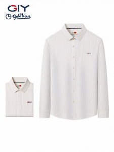 GYgoldlion | 100% Cotton Long Sleeve Collar Casual Stripe Luxury Mens Shirt
