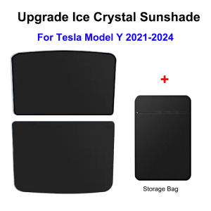 for Tesla Model Y 2025 Sunshades Roof Ice Cloth Buckle with Storage Heat Insulation Foldable Front Rear Skylight Sunroof Shade