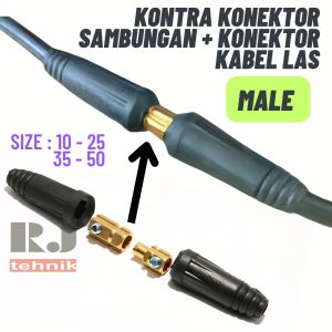 Kontra Sambungan Konektor + Konektor Kabel Las Male 10 - 25 35 - 50 Connector Socket Welding Cable Male