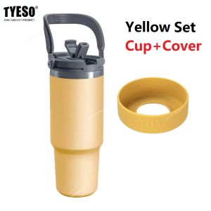TYESO | Tyeso 1050ml Water Bottle with Cover Straw Lid Stainless Steel Double Walled Vacuum Home Sport Travel for Hot Cold Thermoses