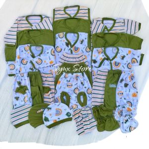 Paket Lahiran Lengkap 33 Pcs Baju Celana Panjang Pendek Kutung Topi Sartaki Bayi Newborn Seri Nazifa baby
