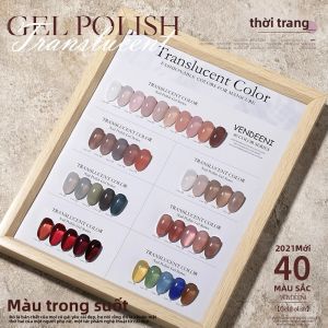 Bộ Sơn Móng Tay Gel Bán Trong Suốt Vendeeni 40 Màu Tông Màu Hồng Nude Màu Da Sơn Gel UV/LED Màu Đỏ Màu Trong Suốt 15ml