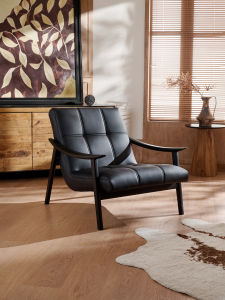 FEISHANGLIJIA | Ghế Sofa Đơn Gỗ Walnut Da Thật Phong Cách Ý