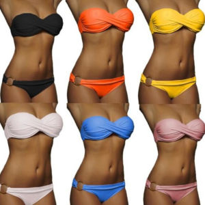 Fashion Split Solid Color Swimsuit for Women Fashion Separates Pure Color Swimsuit