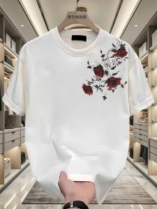 Áo Thun Cotton in Hoa Hồng Mùa Hè Tay Ngắn Cổ Tròn Thời Trang Cho Nam Và Nữ Áo Thun Cotton Phong Cách Thường Ngày Mùa Hè