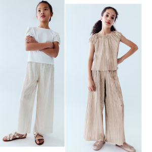 เสื้อยืดแขนสั้นผ้าโพลีเอสเตอร์ กระโปรงทรงตรง กางเกงขายาว แฟชั่นฤดูร้อนสำหรับเด็กผู้หญิง เสื้อผ้าเด็ก ชุดเด็ก