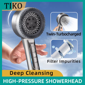 Booster Shower Head 4 Mode Adjustable Shower Head Set One-key Stop Water Scalp Massage Water Saving Gun Modes Bathroom Accessories