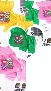 Bộ đồ bé gái tay cánh tiên hình in labubu xanh cho bé 6kg -30kg.GAIBEO01.SUKAKIDS